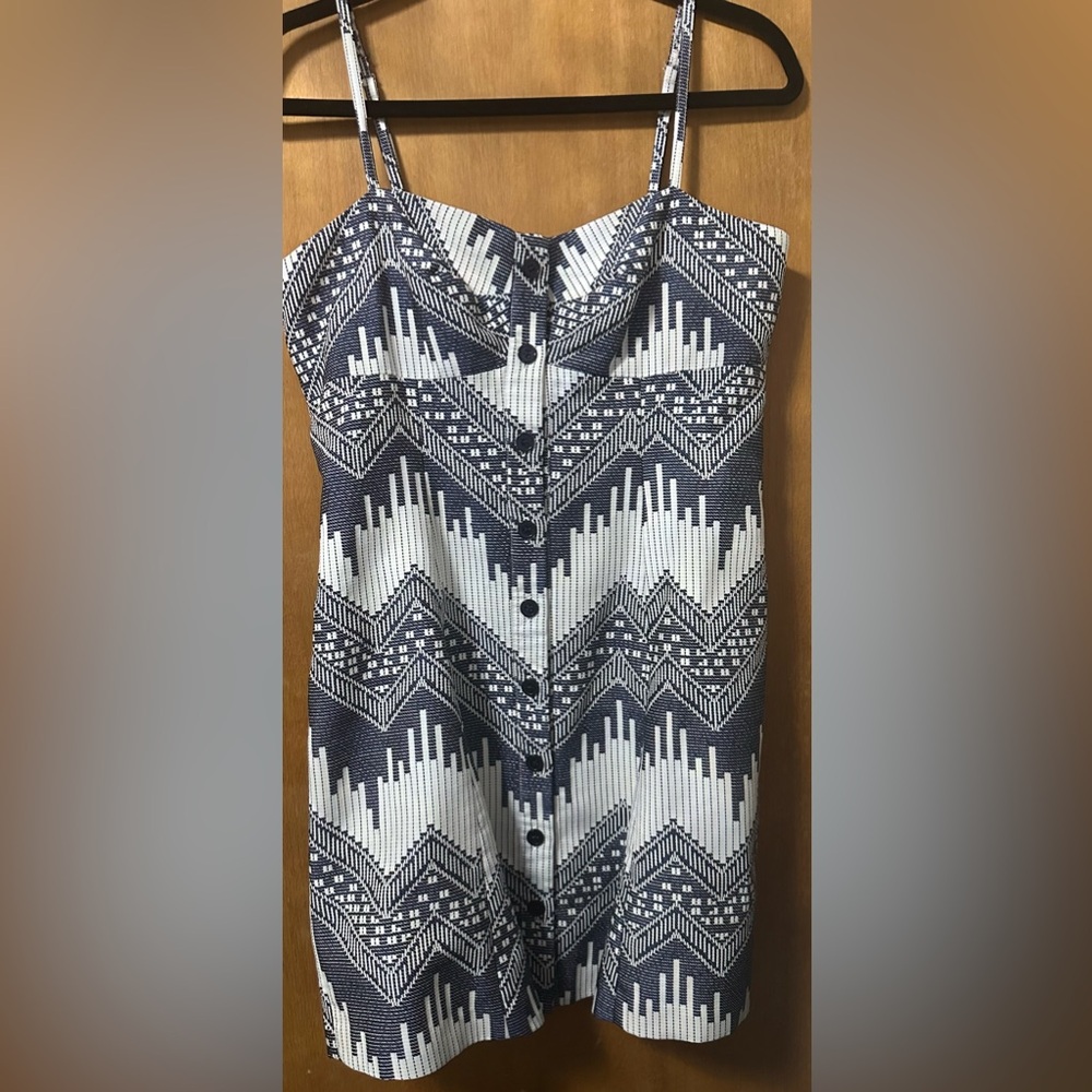 Hutch Blue and White Buttoned Sleeveless Tank Top